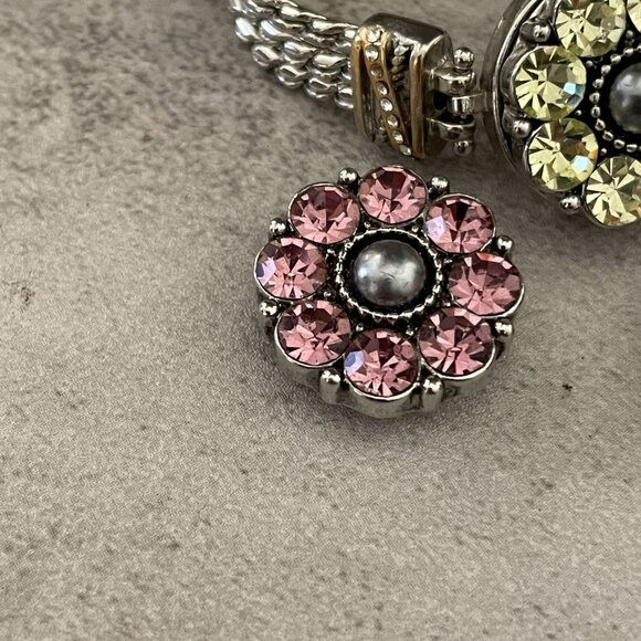 Ginger Snaps York Mixed Metal Bracelet Three Interchangeable Rhinestone Snaps - Picture 5 of 9